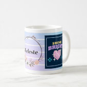 Shine Bright – Personalized Floral Inspirational M Koffiemok (Voorkant rechts)