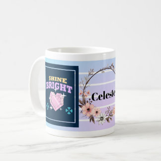 Shine Bright – Personalized Floral Inspirational M Koffiemok
