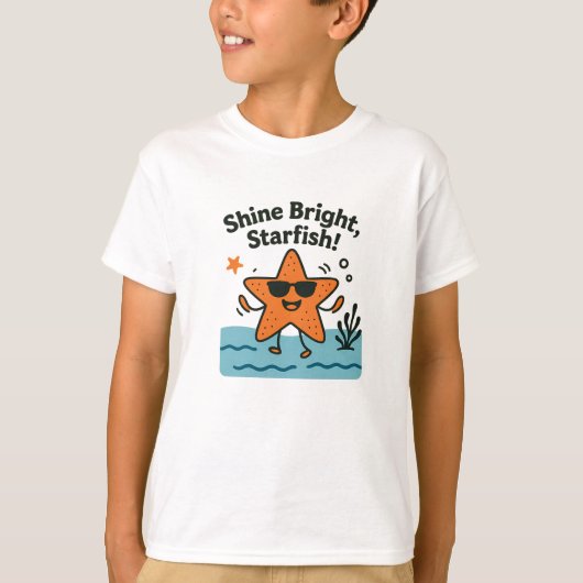 Shine Bright Starfish Cute Orange Beach Design T-shirt (Voorkant)