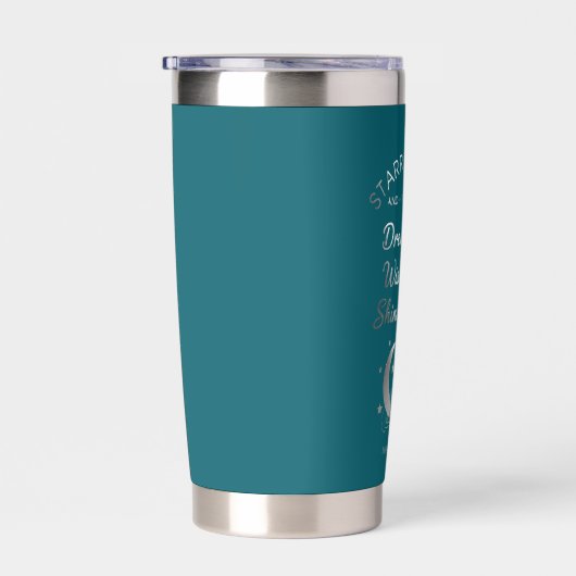 Shine Bright Starry Nights Teal Tumbler Geïsoleerde Drinkbeker (Rechts)