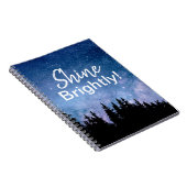 Shine Brightly Motivatie Quote Stars Sky Notitieboek (Rechterzijde)