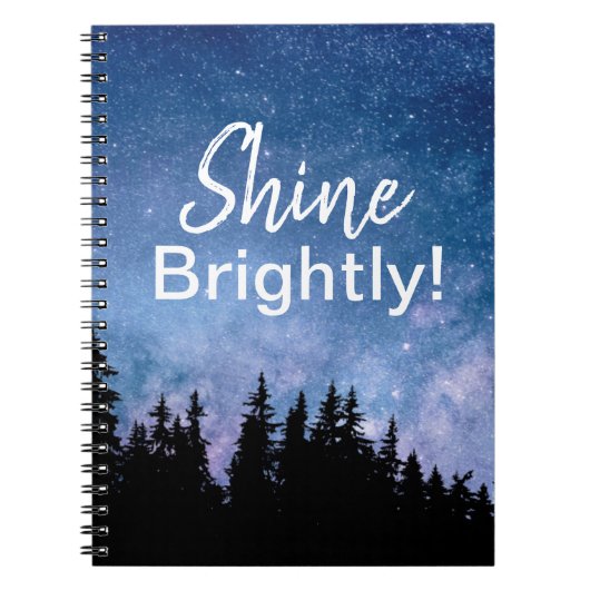 Shine Brightly Motivatie Quote Stars Sky Notitieboek (Voorkant)