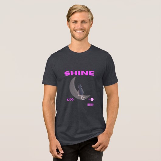 Shine Cat op de maan T-shirt (Voorkant volledig)