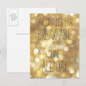 Shine de hele dag - Gold Sparkles vriendschap cita Briefkaart (Voorkant / Achterkant)