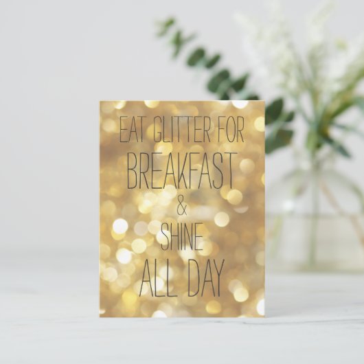 Shine de hele dag - Gold Sparkles vriendschap cita Briefkaart (Staand voorkant)