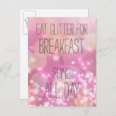 Shine de hele dag - Pink Sparkles vriendschap cita Briefkaart (Voorkant / Achterkant)