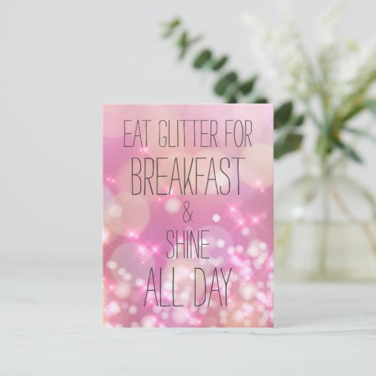 Shine de hele dag - Pink Sparkles vriendschap cita Briefkaart (Staand voorkant)