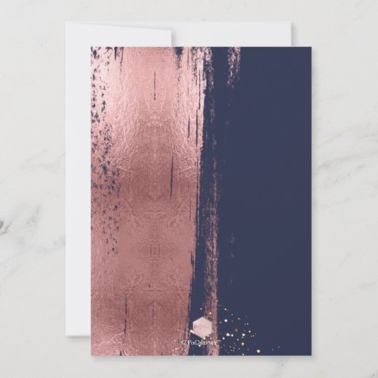 Shine, Faux Metallic Roos Gold Brush Stroke Kaart (Achterkant)