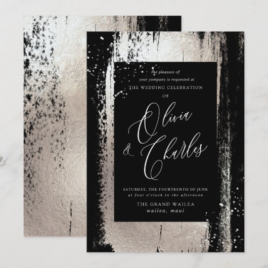 Shine, Faux-metallisch zilverpenseel Slag Kaart (Voorkant / Achterkant)