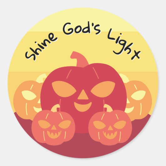 Shine God's Light Pumpkin Classic Ronde Sticker (Voorkant)