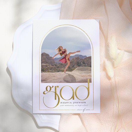 Shine | Gold Arch & Typografie 2 Foto-Afstuderen Kaart