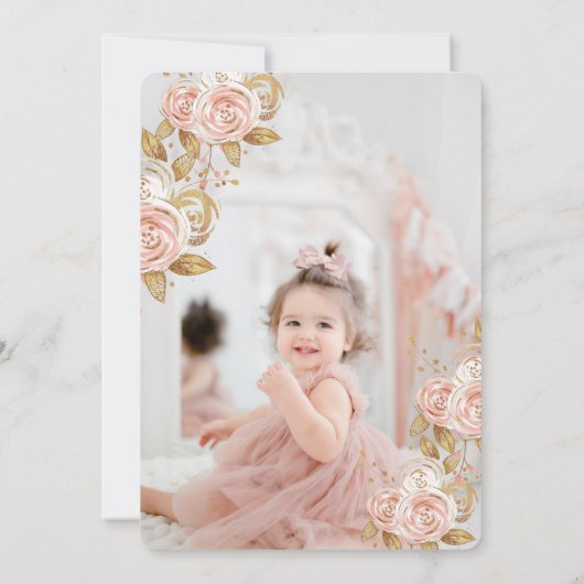 Shine Gold Princess eerste verjaardagsfeestje Kaart (Achterkant)