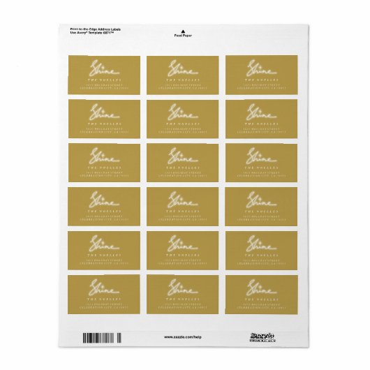 Shine Handwrite Script Gold Holiday Adresetiketten Etiket (Full Sheet)