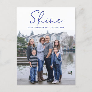 Shine Happy Chanoeka Blauwe Foto Feestdagenkaart