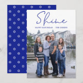 Shine Happy Chanoeka Blauwe Foto Feestdagenkaart (Voorkant / Achterkant)