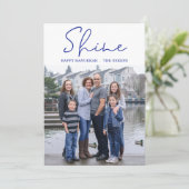 Shine Happy Chanoeka Blauwe Foto Feestdagenkaart (Staand voorkant)