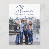 Shine Happy Hanukkah Blue Photo Holiday Briefkaart (Voorkant)