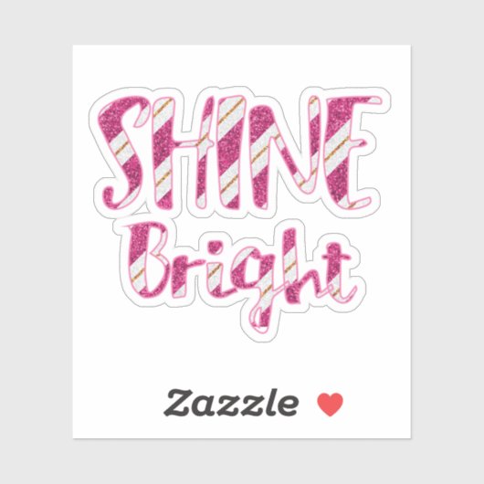 Shine Helder Roze Faux Glitter Gestreept Sticker (Vel)