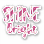 Shine Helder Roze Faux Glitter Gestreept Sticker (Voorkant)