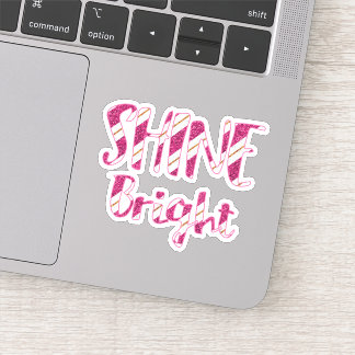 Shine Helder Roze Faux Glitter Gestreept Sticker