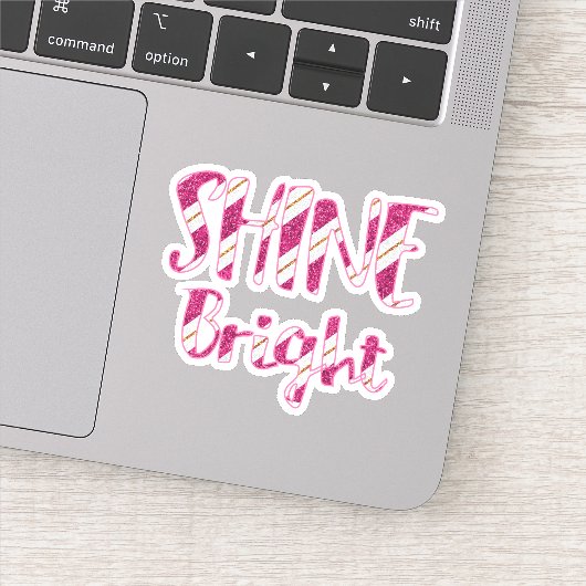 Shine Helder Roze Faux Glitter Gestreept Sticker (Detail)