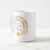 Shine in Your Colours Rainbow Quote Pride Art Koffiemok (Voorkant links)