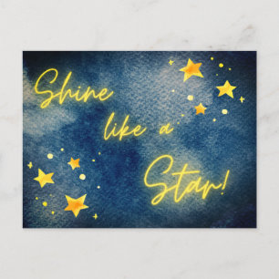 Shine Like Star Inspirerend Quote Waterverf Blu Briefkaart