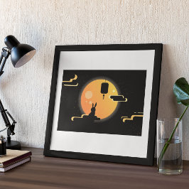 Shine Moon Konijn - Black Sky Mid-Autumn Festival Poster