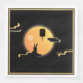 Shine Moon Konijn - Black Sky Mid-Autumn Festival Servet (Voorkant)