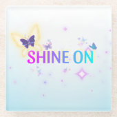 "Shine On" Glazen Onderzetter – Inspirerend Vlinde (Voorkant)