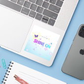 ✨ Shine on Sticker – Mini Pastel Butterfly Quote (Laptop met iPhone)