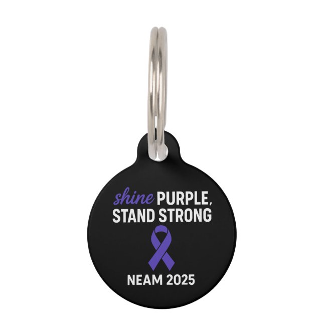 Shine Paarse Stand Sterke NEAM 2025 Epilepsie Huisdierpenning (Voorkant)