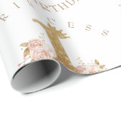 Shine Pink Gold Crown Princess 1e verjaardagsfeest Cadeaupapier (Rol Hoek)