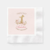 Shine Pink Gold Crown Princess 1e verjaardagsfeest Servet (Voorkant)