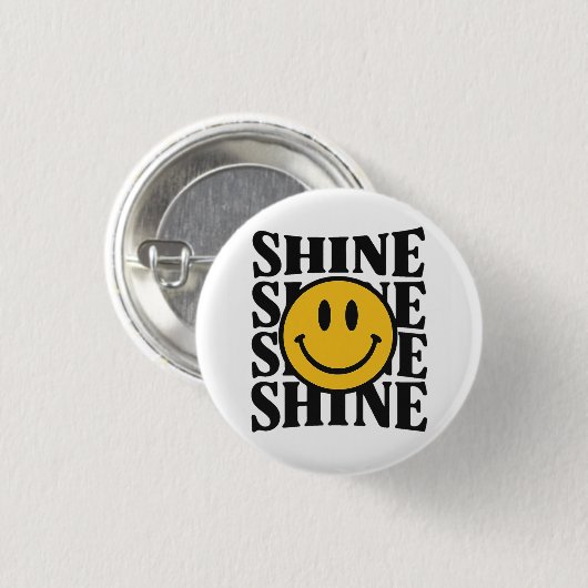 SHINE Retro Smiley Face Bold Typography Button (Voorkant /achterkant)