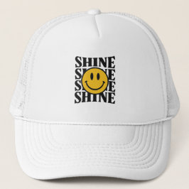 SHINE Retro Smiley Face Bold Typography Hat Trucker Pet