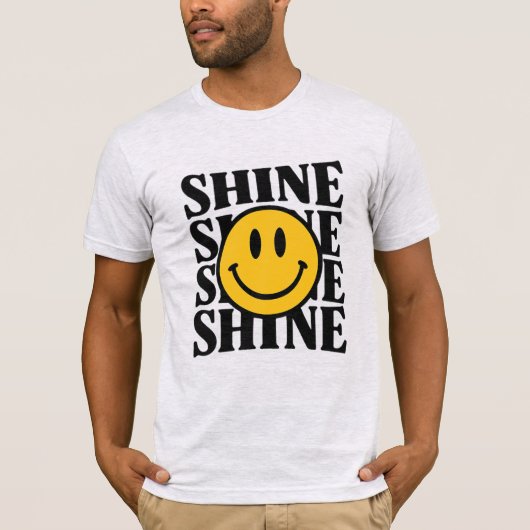 SHINE Retro Smiley Face Bold Typography T-Shirt (Voorkant)