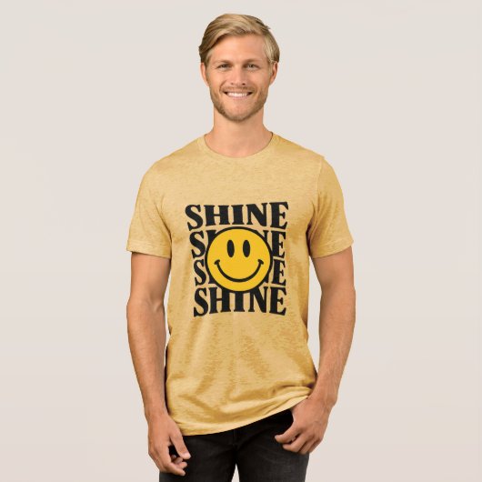 SHINE Retro Smiley Face Bold Typography Tee Tri-Blend Shirt (Voorkant volledig)