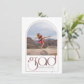 Shine Roos Gold Arch Typografie 2 Foto Afstuderen Kaart (Staand voorkant)