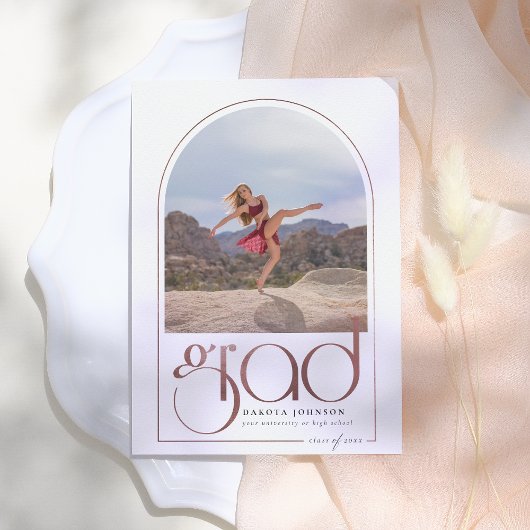 Shine Roos Gold Arch Typografie 2 Foto Afstuderen Kaart