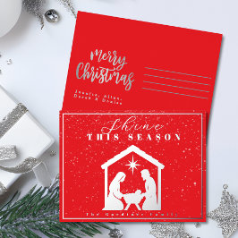 Shine This Season Kerstfeest Rood Zilver Folie Feestdagen Briefkaart