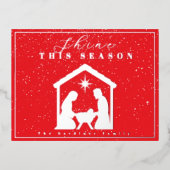 Shine This Season Kerstfeest Rood Zilver Folie Feestdagen Briefkaart (Voorkant)