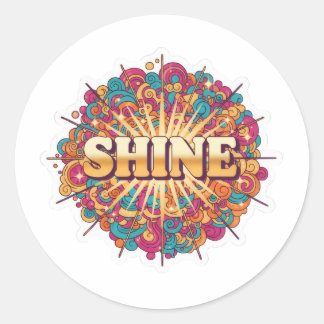 SHINE-typografie met kleurrijk Ronde Sticker