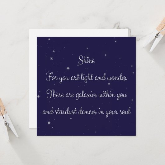 Shine... wenskaart kaart (Voorkant / Achterkant in situ)