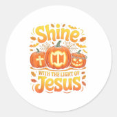 Shine With The Light Of Jesus Christian Halloween Ronde Sticker (Voorkant)