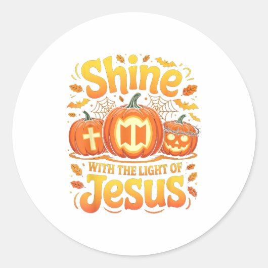 Shine With The Light Of Jesus Christian Halloween  Ronde Sticker (Voorkant)