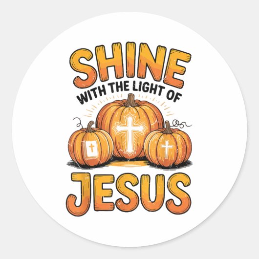 Shine With The Light Of Jesus Halloween Christian  Ronde Sticker (Voorkant)