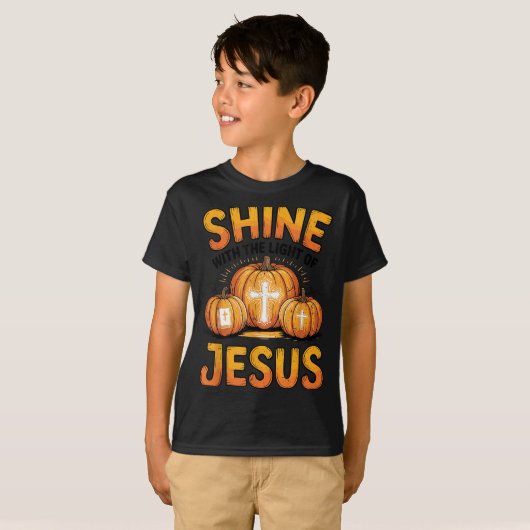 Shine With The Light Of Jesus Halloween Christian  T-shirt (Voorkant volledig)