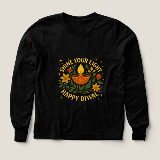 Shine Your Light Happy Diwali Shirt met lange mouw (Voorkant)