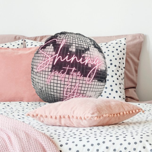 Shining alleen voor je spiegelbaldisco rond kussen (Shining Just For You Mirror Ball Disco Round Pillow)